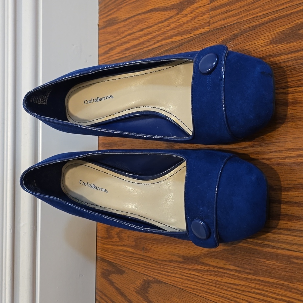 Blue Microsuede Heels